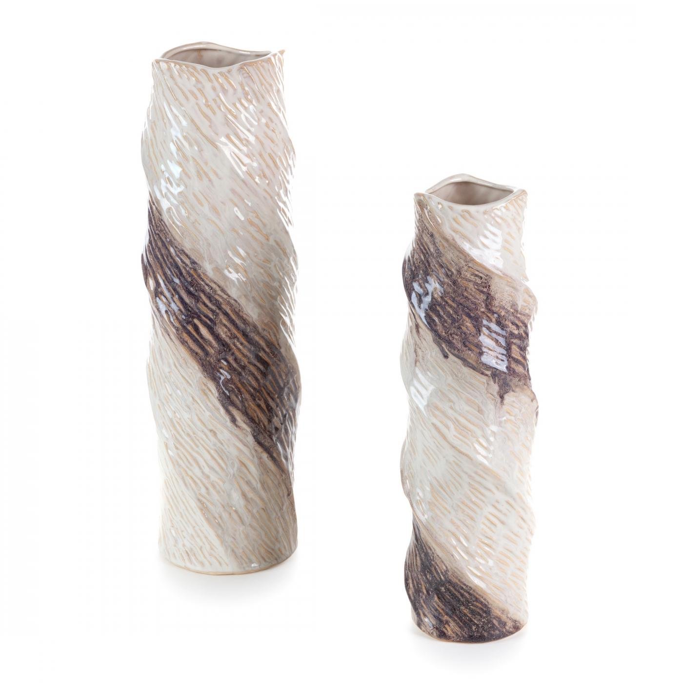Dekovase ROSINA Keramikvase im Boho-Stil, Dekovase aus Keramik,Größe:12 x 40 und 15 x 49 cm, Farbe:Creme/Braun - Image 2