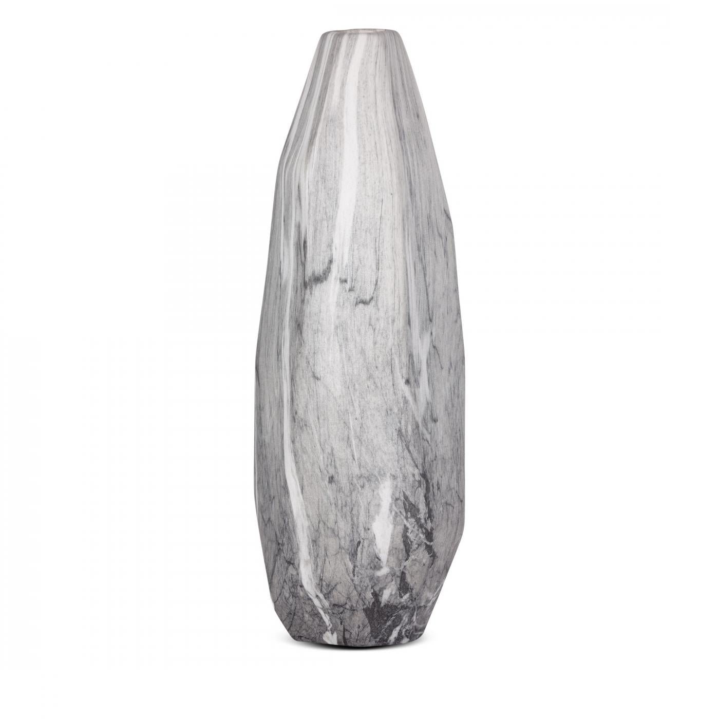 Vase mit Marmorstruktur aus natürlichem Dolomit, Größe: 14 x 13 x 40 cm, Farbe: Stahl/Grau - Image 2