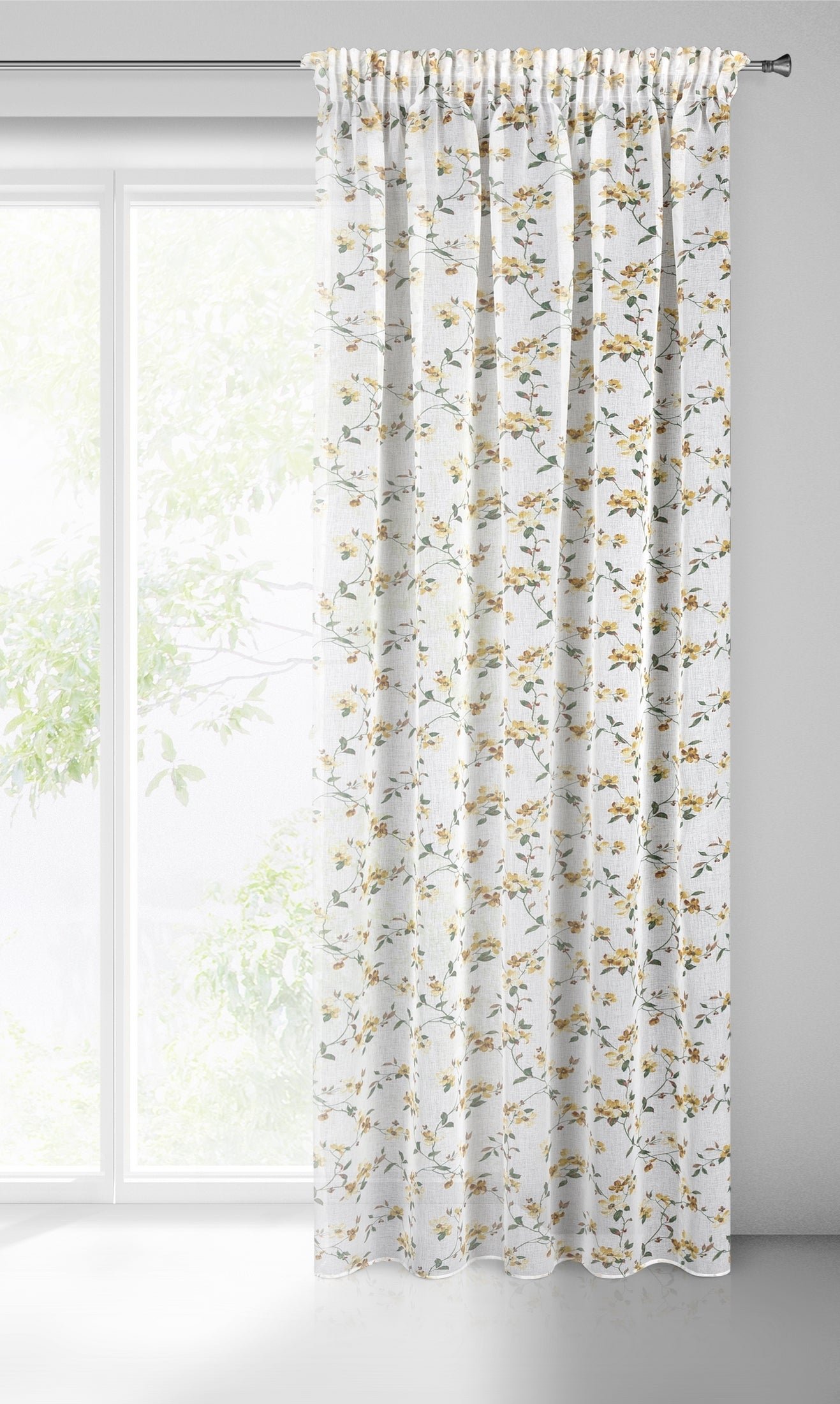 Gardine AIDA-Vorhang aus Etamine mit einem Blumen- oder Blättermotiven Multifunktionsband (2 St), halbtransparent, Etamine - Image 3