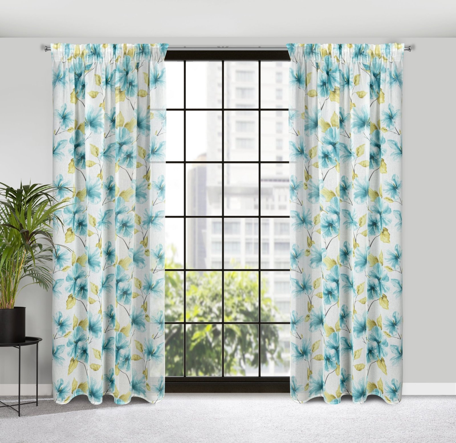 Gardine AIDA-Vorhang aus Etamine mit einem Blumen- oder Blättermotiven Multifunktionsband (2 St), halbtransparent, Etamine - Image 6