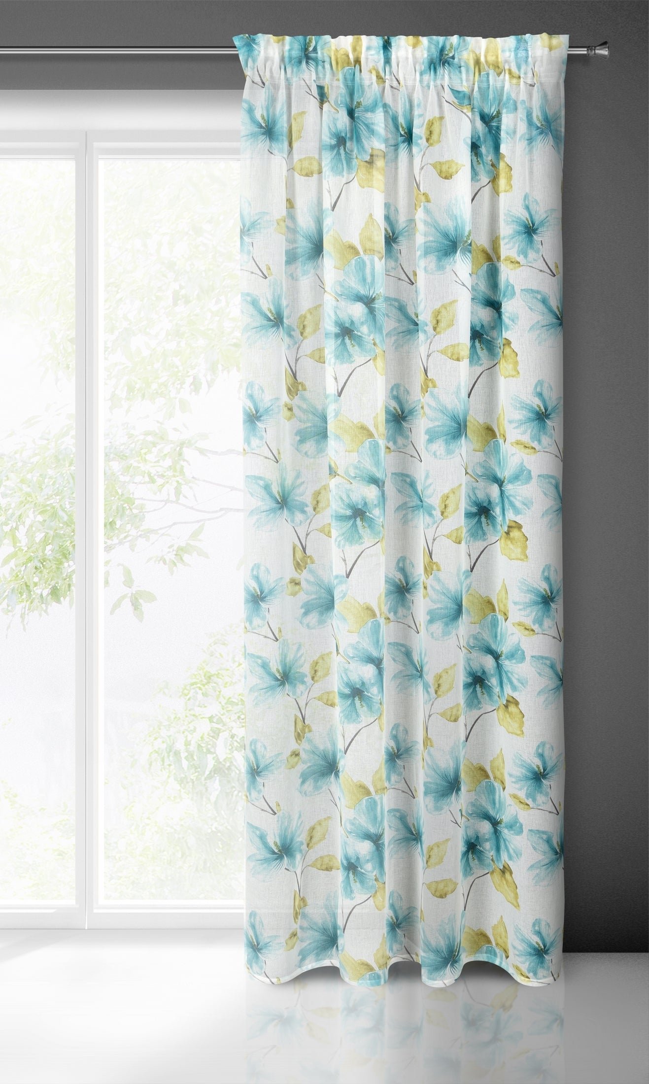 Gardine AIDA-Vorhang aus Etamine mit einem Blumen- oder Blättermotiven Multifunktionsband (2 St), halbtransparent, Etamine - Image 2