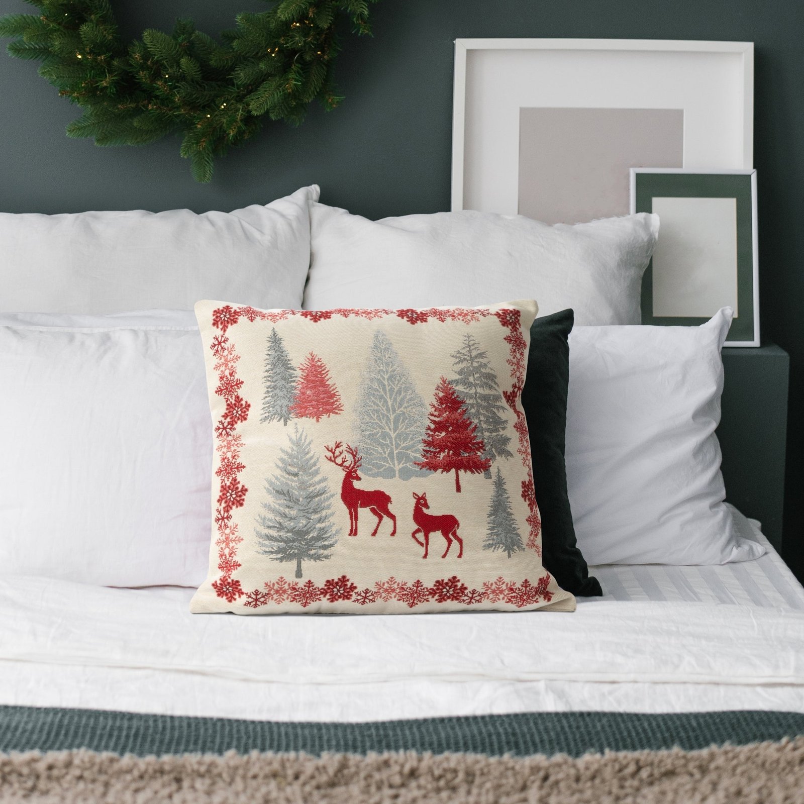 Gobelin-Kissenbezug mit winterlichem skandinavischen Motiv - Image 2