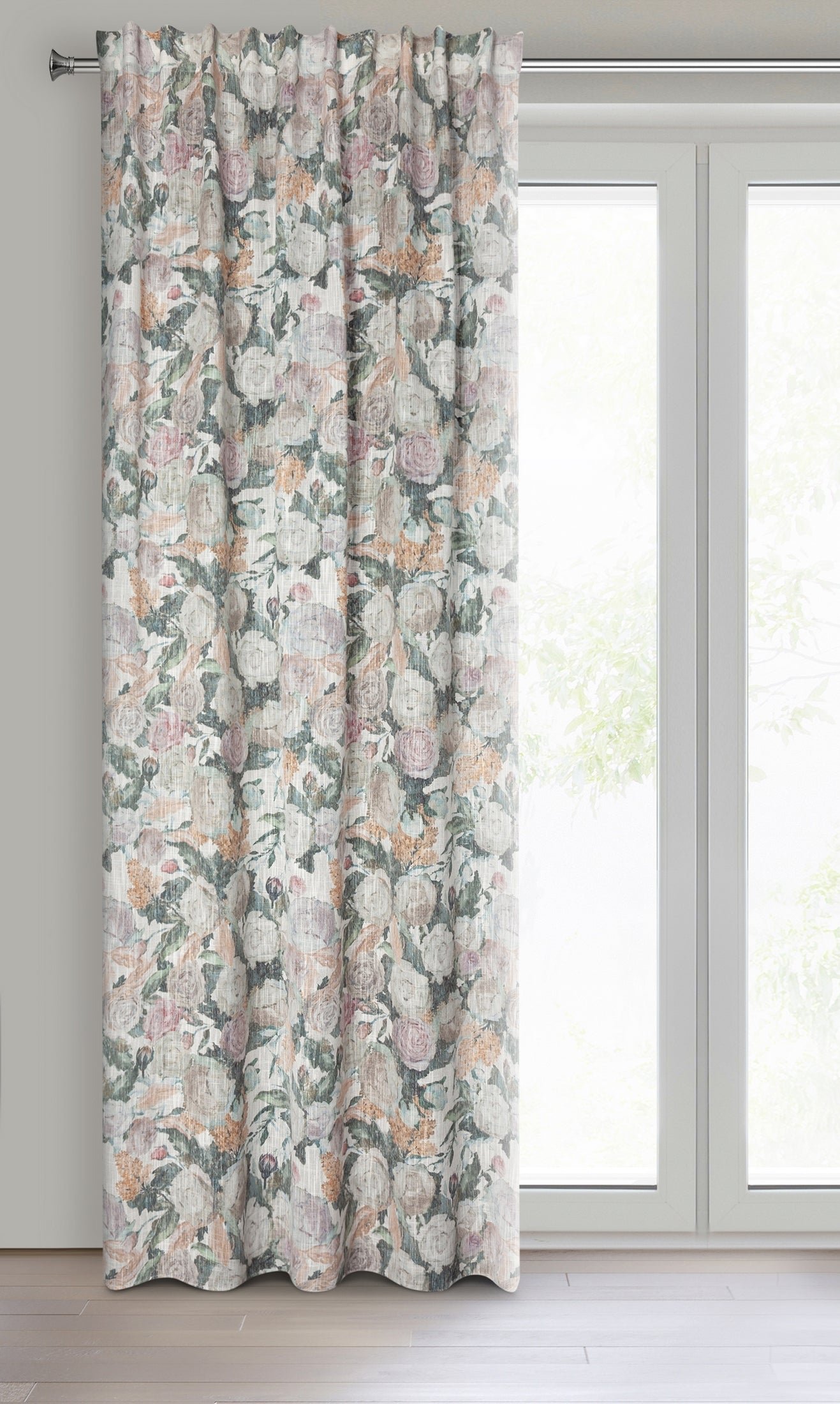 IRMA-Vorhang im Öko-Stil mit malerischem Blumenmotiv,(2er Set),140 x 270 cm, Band/Hosenträger - Image 2
