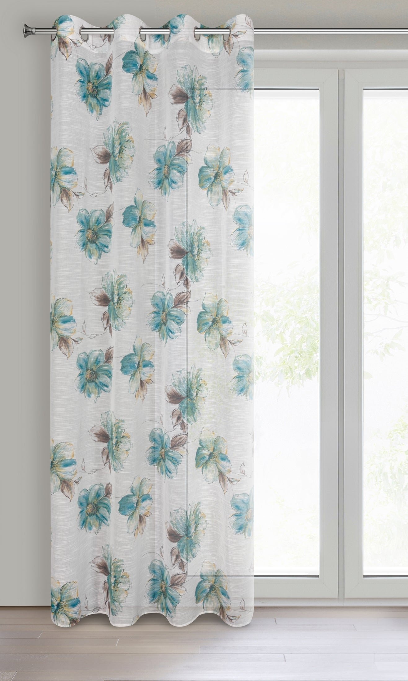 Gardine AIDA-Vorhang aus Etamine mit einem Blumen- oder Blättermotiven Ösen (2 St), halbtransparent, Etamine - Image 2