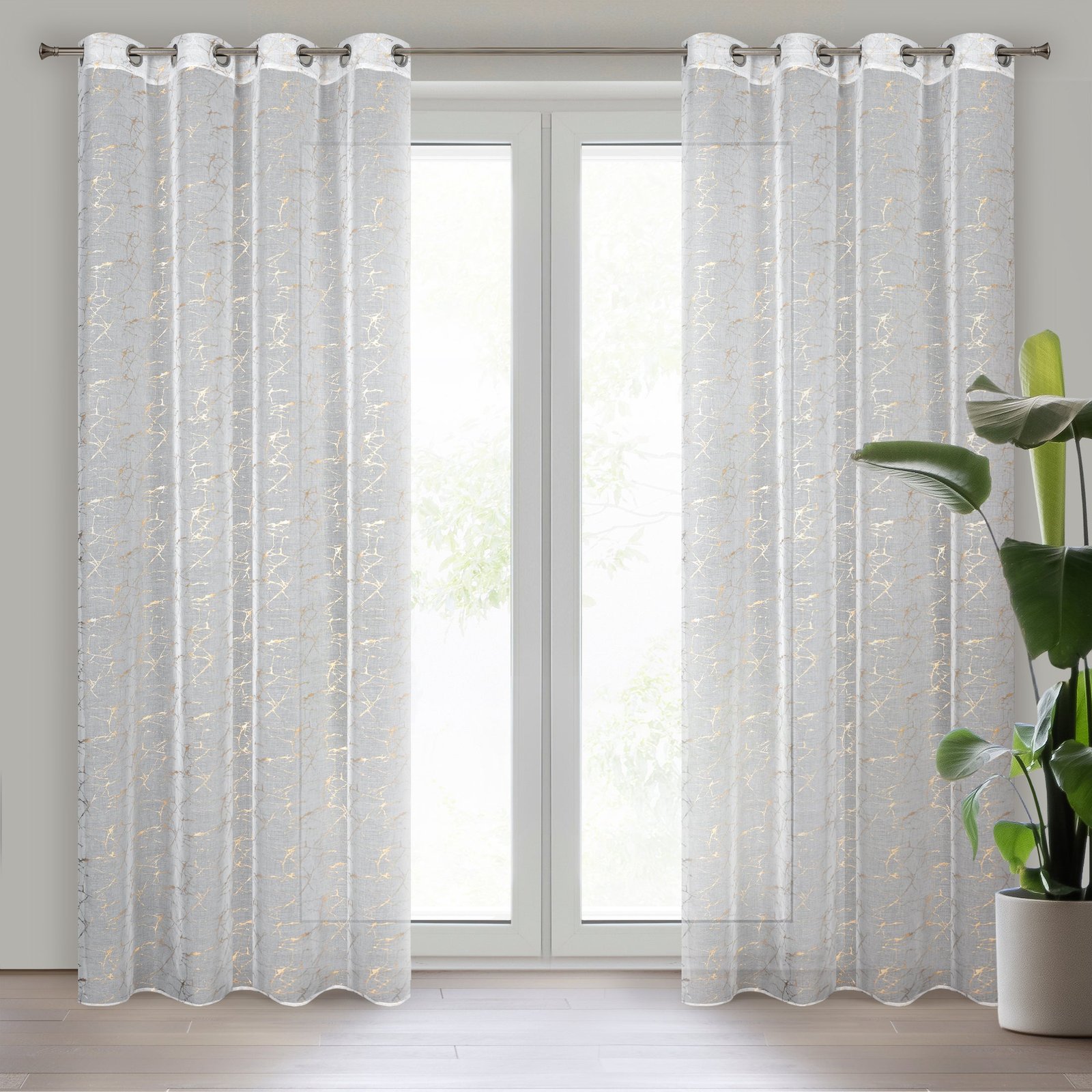 Gardine Iva-Vorhang aus Etamine mit Marmormuster Ă–sen (2 St), transparent, Etamine