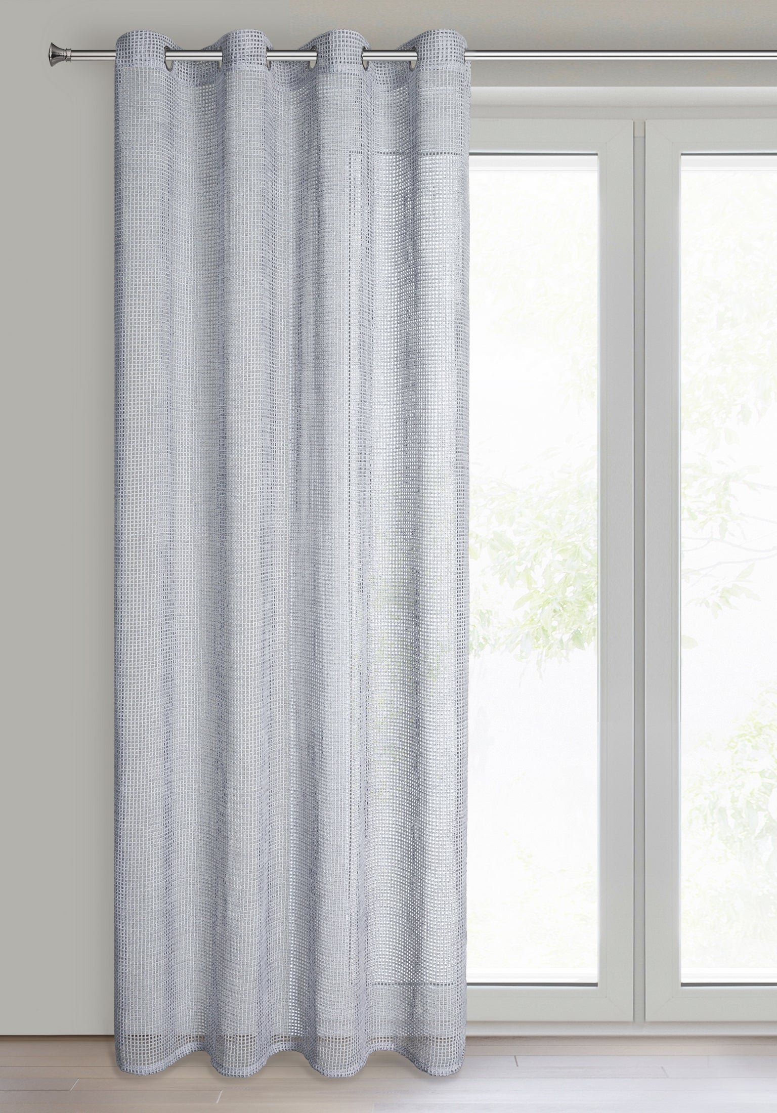 Gardine NELI-Vorhang aus Chenille-Netz, der nicht gebügelt werden muss Ösen (2 St), transparent, Chenille, Bügelfrei - Image 2