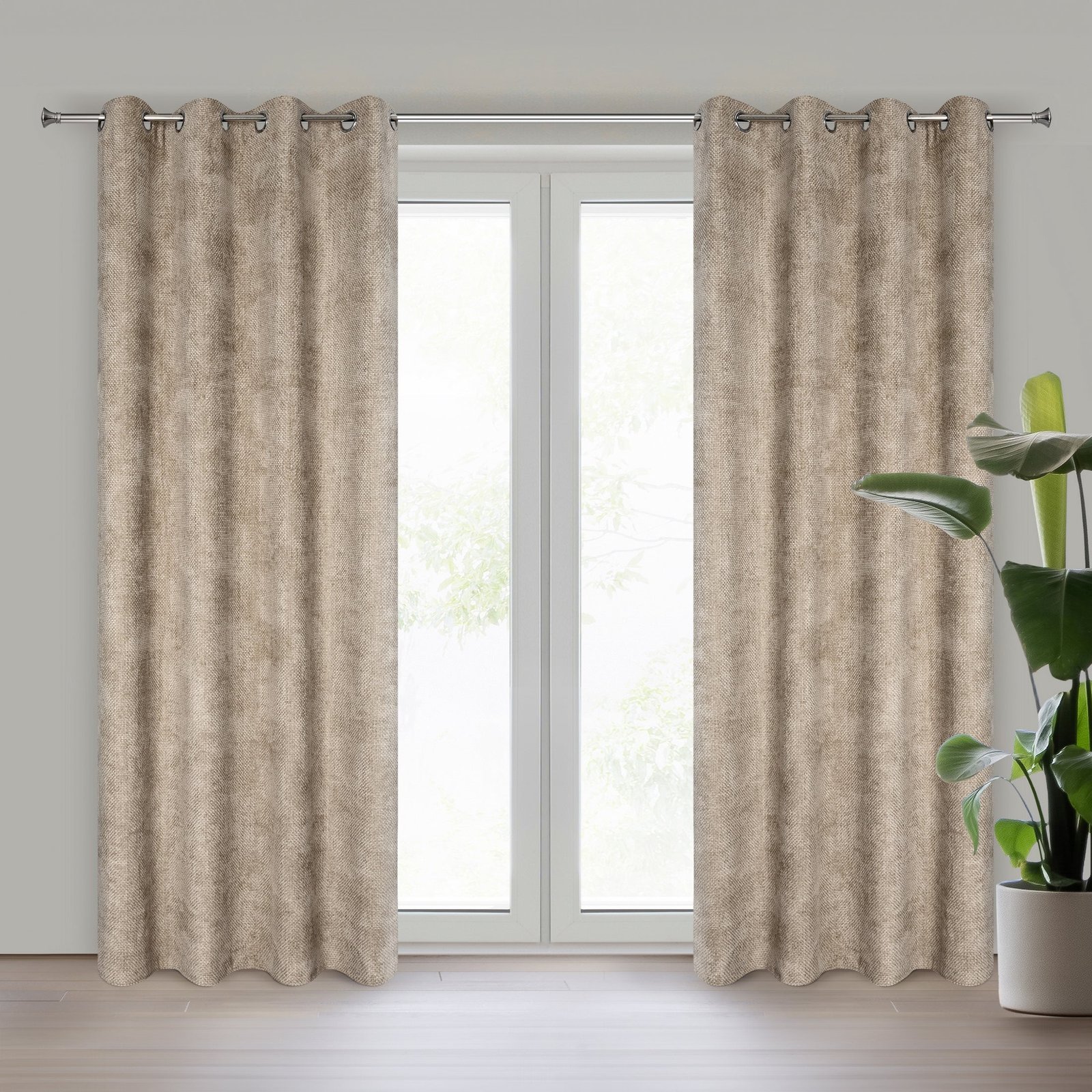 Einfarbiger ALETA-Vorhang aus Chenille,(2er Set), 135 x 250 cm , Ă–sen/Kreise - Image 5
