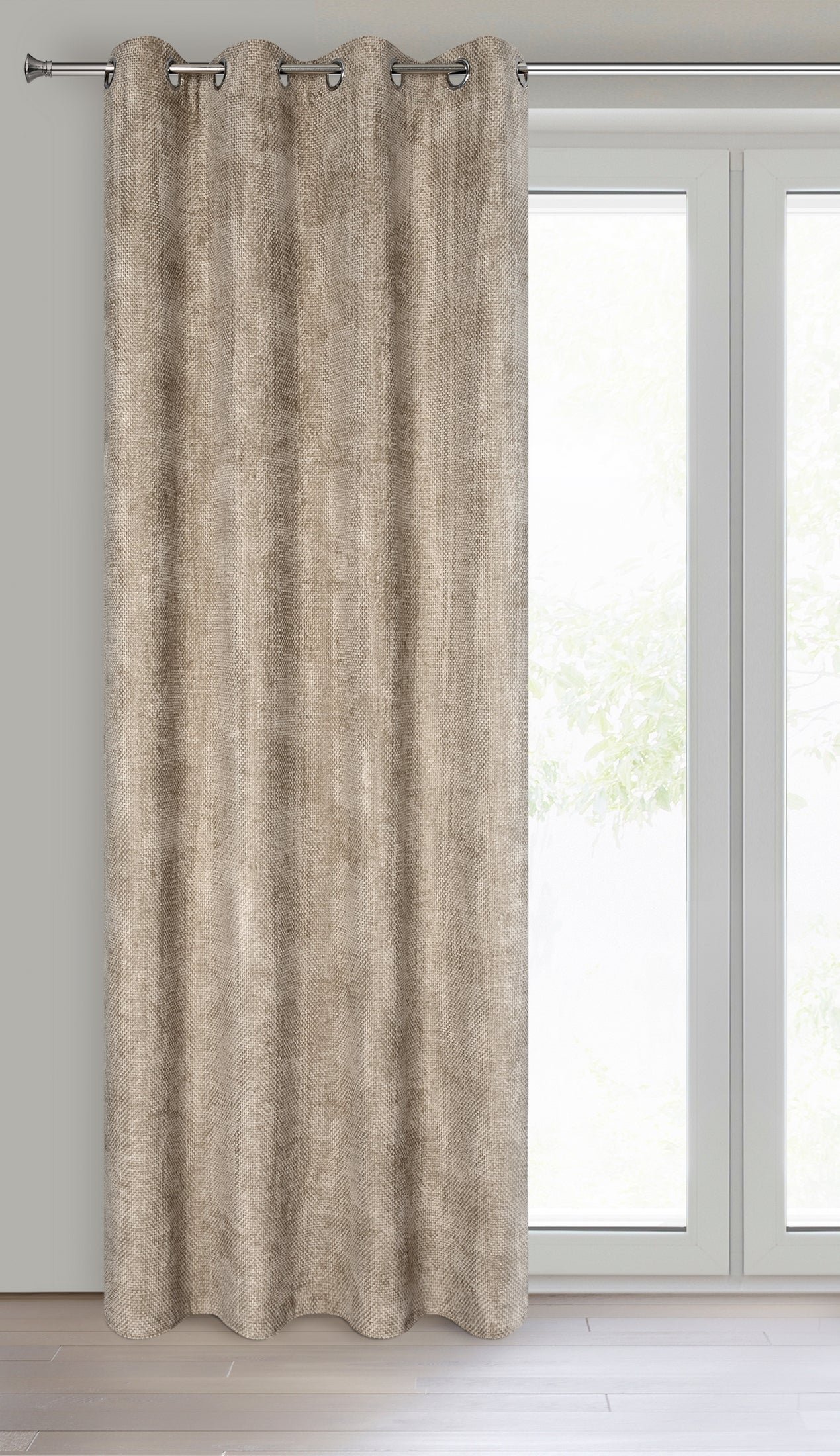 Einfarbiger ALETA-Vorhang aus Chenille,(2er Set), 135 x 250 cm , Ă–sen/Kreise - Image 2