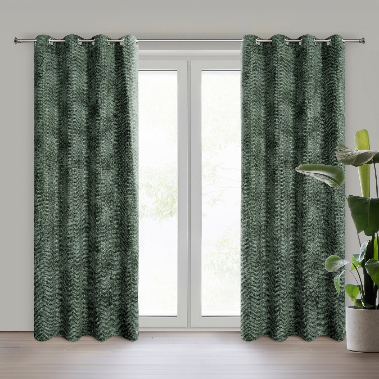 Einfarbiger ALETA-Vorhang aus Chenille,(2er Set),135x250 cm,Ă–sen/Kreise