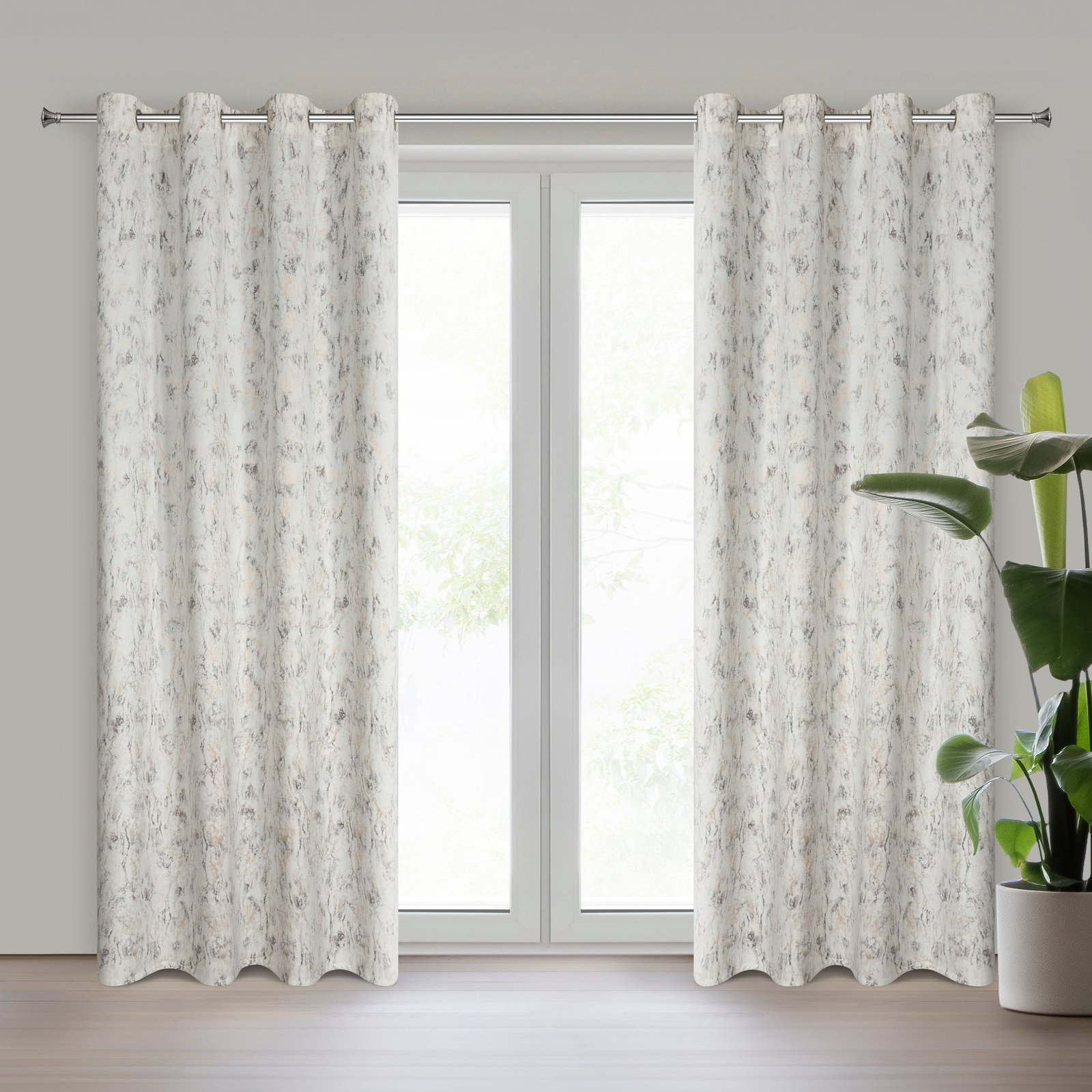 Fertigvorhang KORNELIA aus Samt, verziert mit einem glänzenden Aufdruck,(2er Set),40 x 250 cm, Ösen/Räder - Image 2