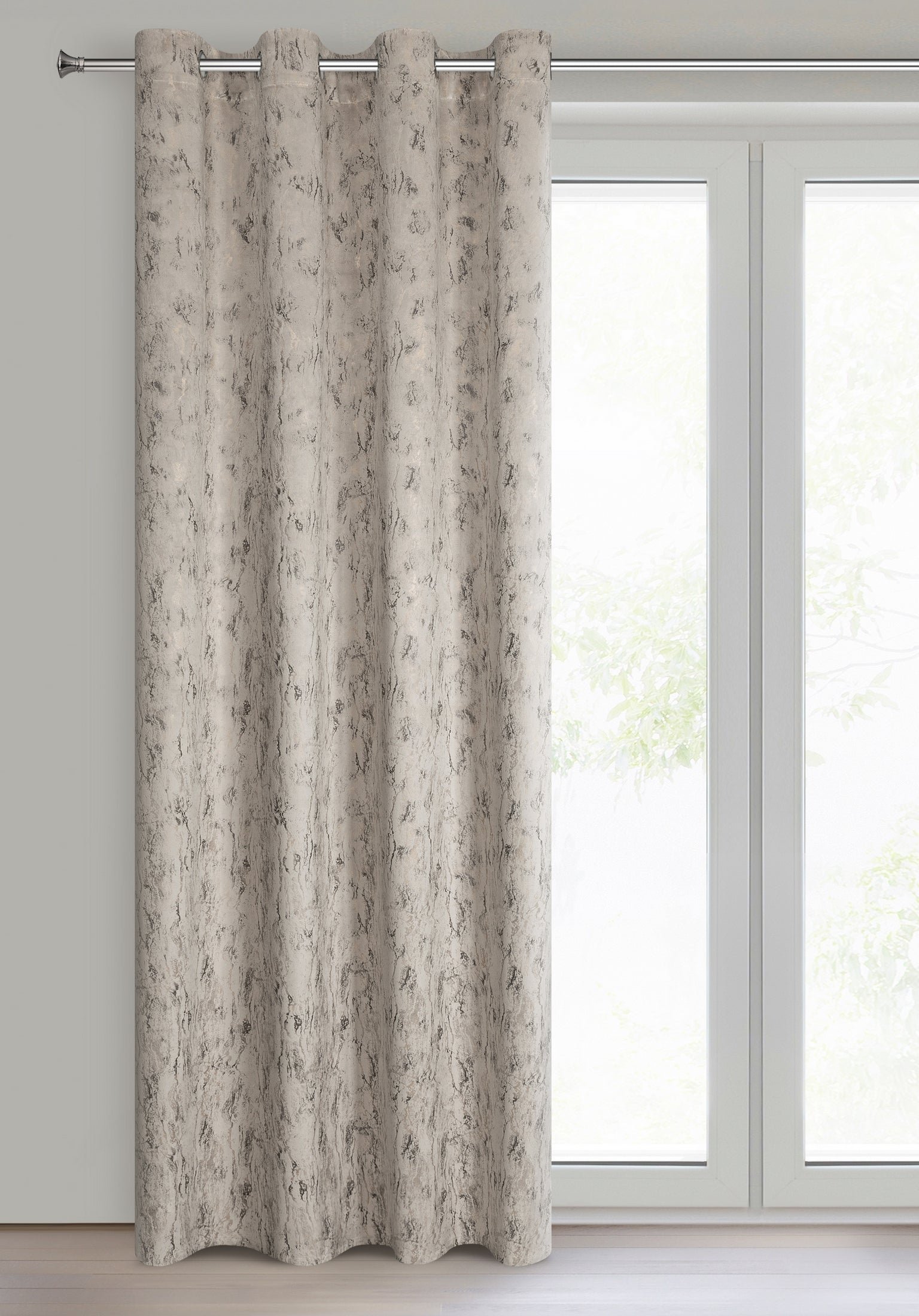 Fertigvorhang KORNELIA aus Samt, verziert mit einem glänzenden Aufdruck,(2er Set),40 x 250 cm, Ösen/Räder - Image 3