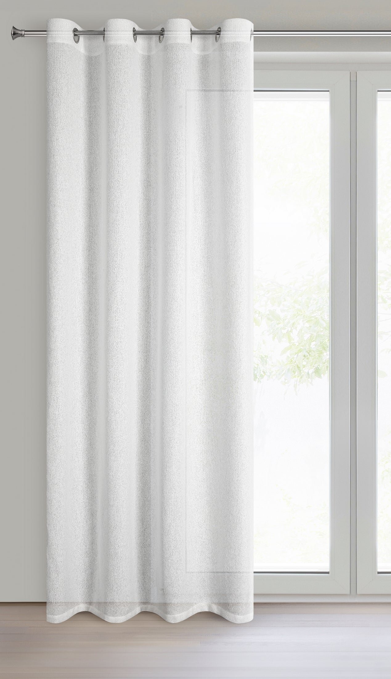Fertiger ESSI-Vorhang aus Netzgewebe mit Beigabe eines glänzenden Eurofirana-Fadens,(2er Set),140 x 250 cm, Ösen/Räder - Image 2