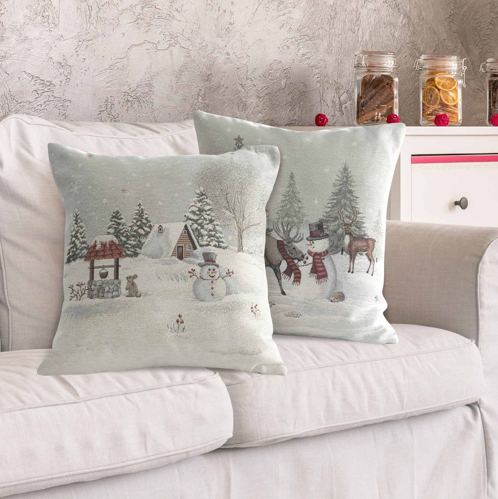 Weihnachts-Gobelin-Kissenbezug aus einer Fasermischung - Image 2